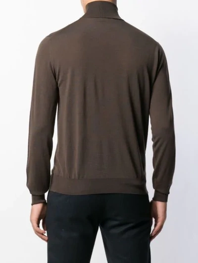 Shop Dell'oglio Ribbed-knit Roll-neck Jumper In Brown