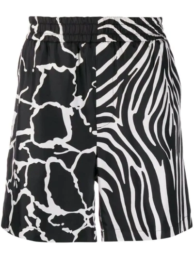 Shop Versace Animal Print Shorts In Black