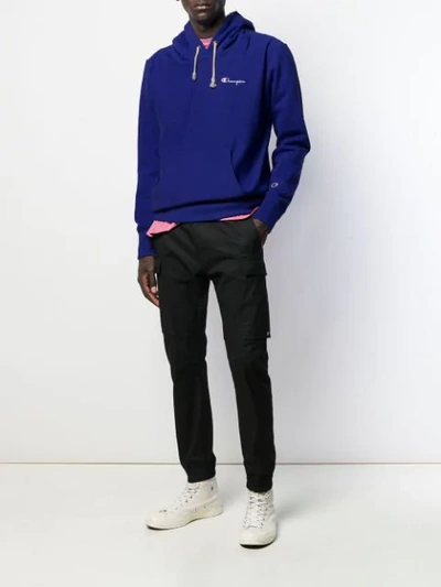 Shop Champion Embroidered Logo Hoodie In Purple