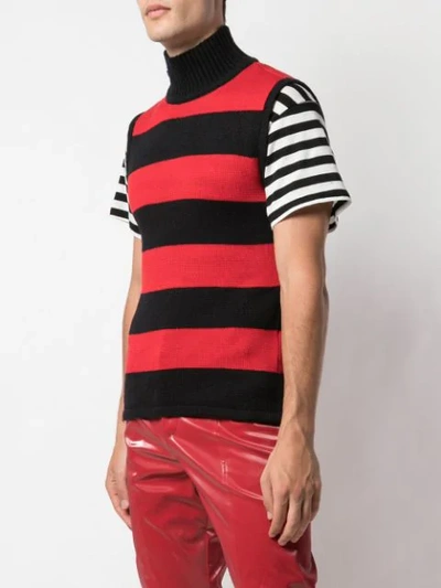 Shop Anton Belinskiy Striped Knit Vest In Red