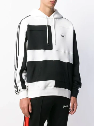 Shop Adidas Originals Colour-block Print Hoodie In White