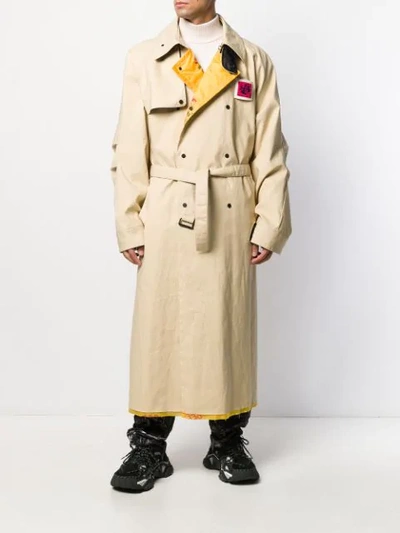Shop Off-white Contrast Lapel Trench Coat In Neutrals