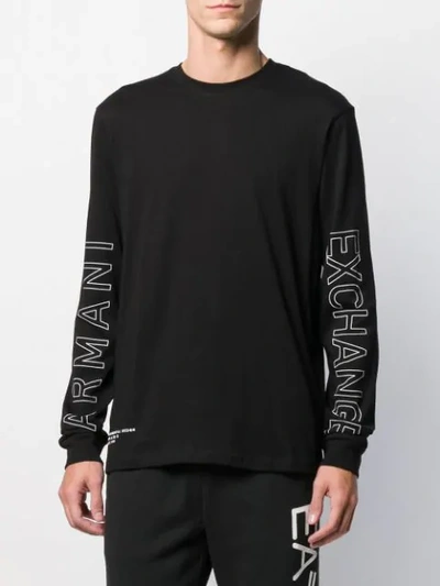 Shop Armani Exchange Langarmshirt Mit Logo-print In Black
