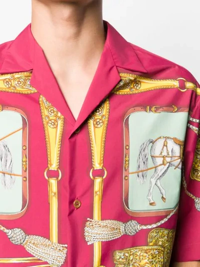 Shop Gucci Archival Horse Print Bowling Shirt In Purple