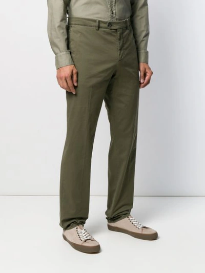 Shop Brunello Cucinelli Colour Block Regular Trousers In Green