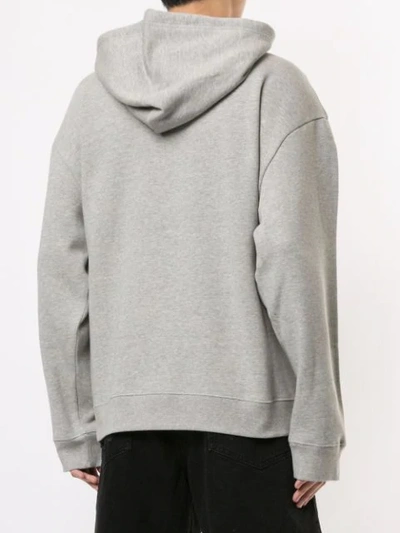 Shop Raf Simons Graphic Print Hoodie In Grey