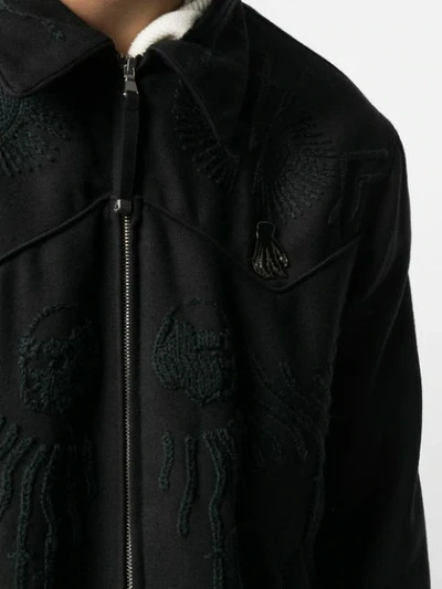 Shop Diesel Black Gold Embroidered Light Jacket In Black