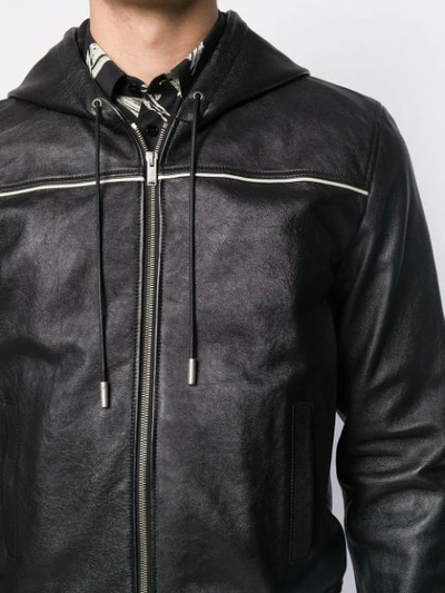 Shop Saint Laurent Hooded Zip-front Jacket In Black