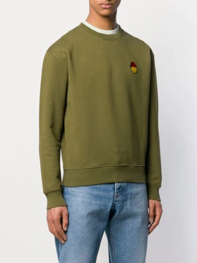 Shop Ami Alexandre Mattiussi Smiley Patch Sweatshirt In Green