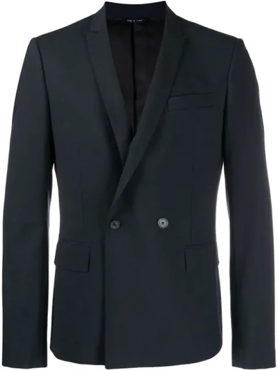 Shop Les Hommes Fitted Double-breasted Blazer In Blue