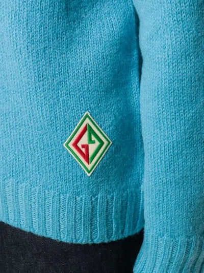 Shop Gucci Logo-embroidered Wool Jumper In Blue