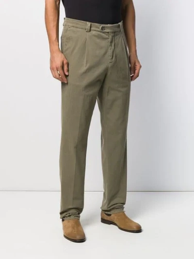 Shop Brunello Cucinelli Striped Pattern Tailored Trousers In Green