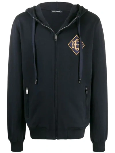 Shop Dolce & Gabbana Dg Logo Hoodie In Blue