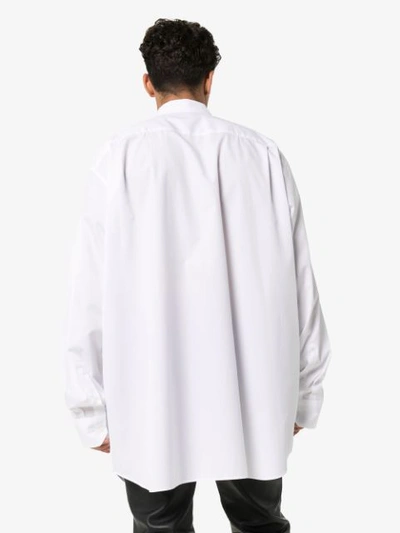Shop Raf Simons Embroidered Collar Oversize Fit Shirt In White