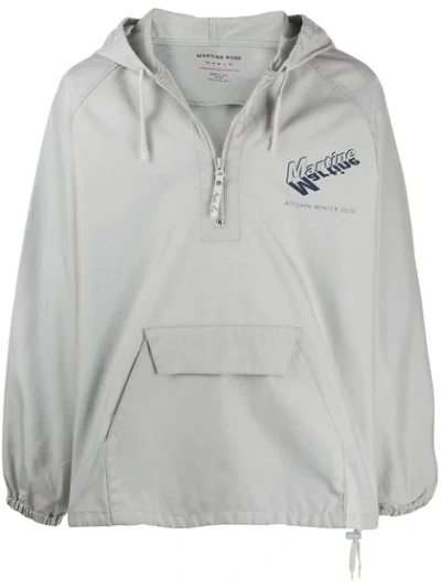 Shop Martine Rose Logo Print Half-zip Jacket In Grey