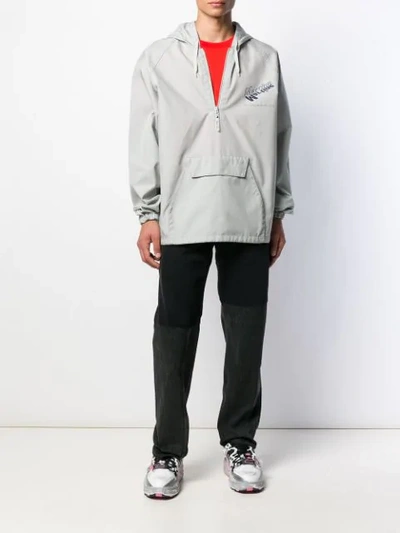 Shop Martine Rose Logo Print Half-zip Jacket In Grey