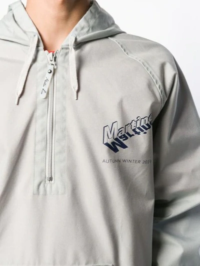 Shop Martine Rose Logo Print Half-zip Jacket In Grey