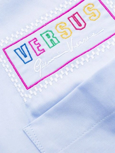 Shop Versus Embroidered Logo Shirt In Blue