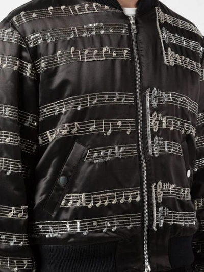 Shop Amiri Music Note Bomber Jacket In Black
