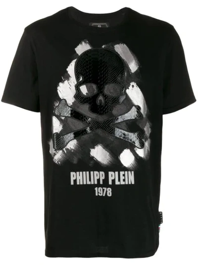 Shop Philipp Plein Skull Patch T-shirt In Black