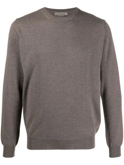 Shop Corneliani Colour Block Jumper In Brown