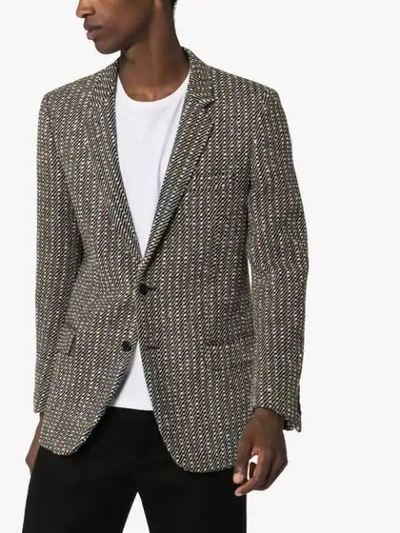 Shop Saint Laurent Cardigan Style Wool-twill Blazer - Black