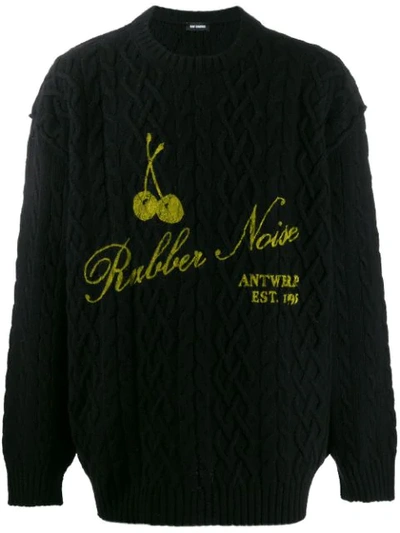 Shop Raf Simons Printed Aran Knit Jumper In Black