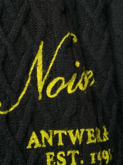 Shop Raf Simons Printed Aran Knit Jumper In Black
