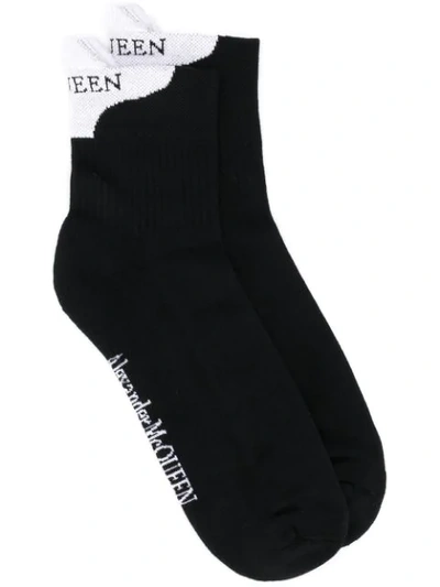 Shop Alexander Mcqueen Contrast Heel Counter Socks In Black