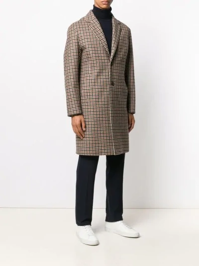 Shop Mackintosh Stanley Check Storm System Tweed Coat In Brown
