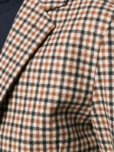 Shop Mackintosh Stanley Check Storm System Tweed Coat In Brown