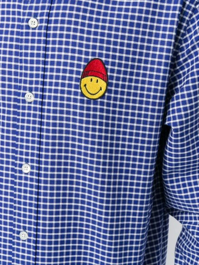 Shop Ami Alexandre Mattiussi Button-down Shirt Smiley Chest Patch In Blue