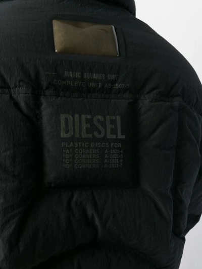 Shop Diesel Down Jacket With Window Details In Black