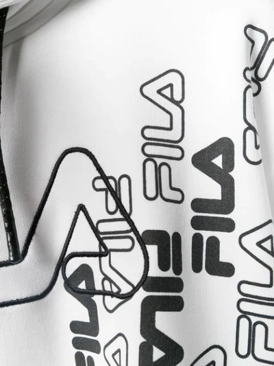 Shop Fila Logo Print Two Tone Hoodie In White