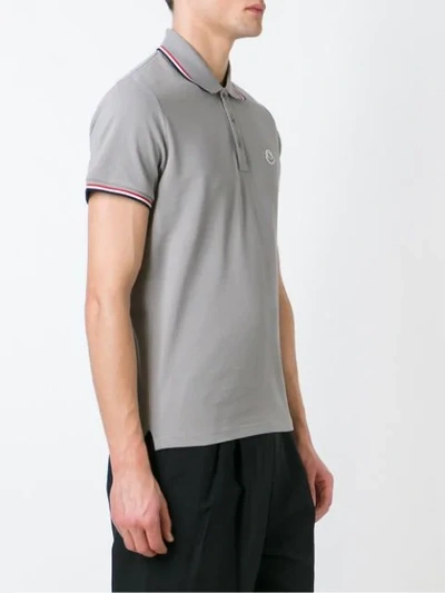 Shop Moncler Classic Polo Shirt In Grey