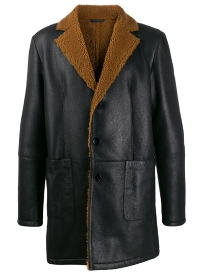 Shop Desa 1972 Shearling-lined Coat In Black