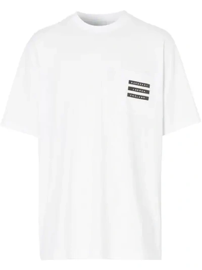 Shop Burberry Tape Print T In White