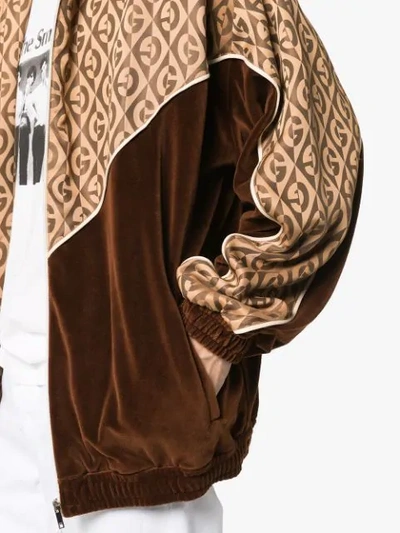 Shop Gucci G Rhombus Track Jacket In Brown