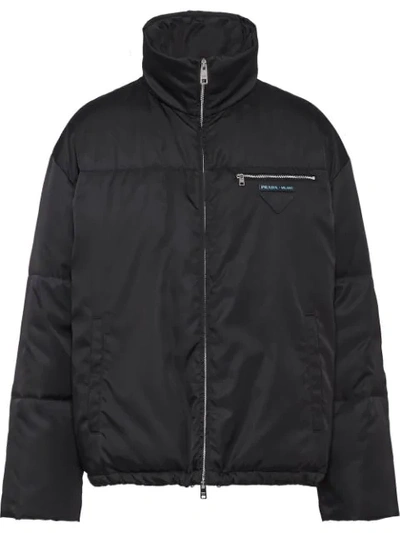 Shop Prada Extractable Hood Bomber Jacket In Black