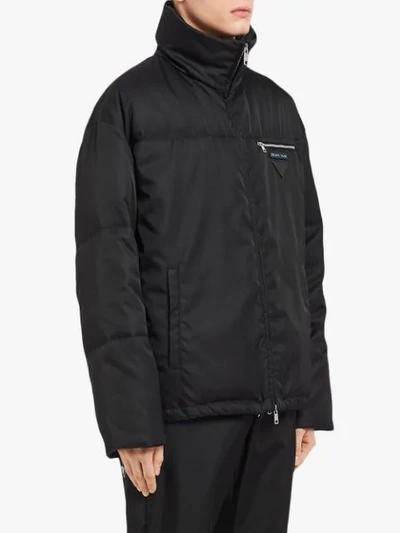Shop Prada Extractable Hood Bomber Jacket In Black