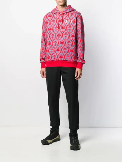 Shop Undercover Brocade Print Hoodie In Red