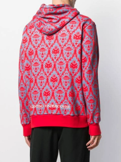 Shop Undercover Brocade Print Hoodie In Red