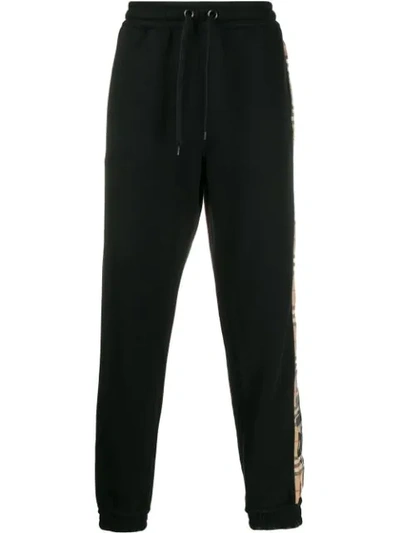 Shop Burberry Contrast Panel Track Pants In A1189 Black