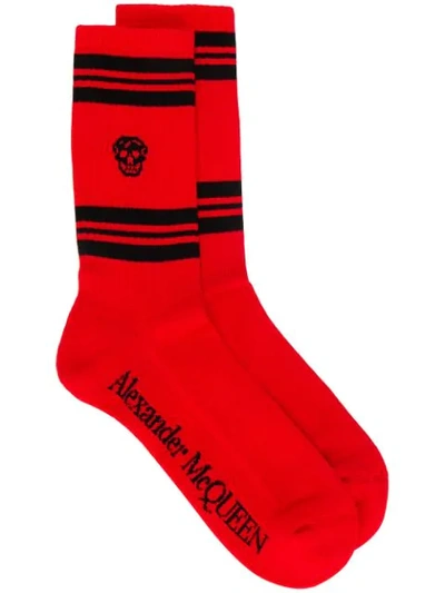 Shop Alexander Mcqueen Logo Socks In 6460 Red/black