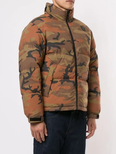 Shop Supreme Reflective Camouflage Down Jacket In Brown
