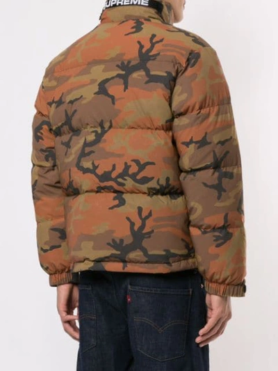 Shop Supreme Reflective Camouflage Down Jacket In Brown