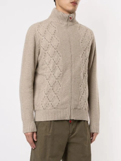 Shop Kiton Textured-knit Cardigan In Brown