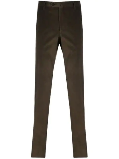Shop Corneliani Corduroy Straight-leg Trousers In Brown