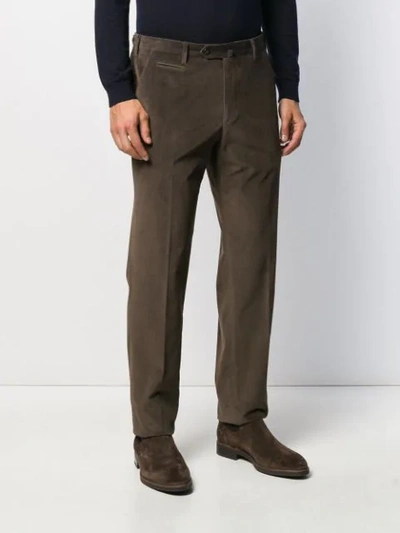 Shop Corneliani Corduroy Straight-leg Trousers In Brown