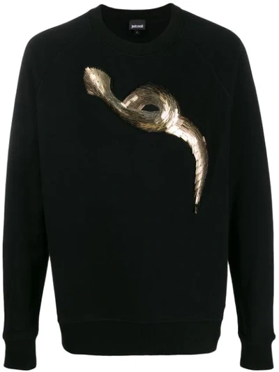 Shop Just Cavalli Snake Motif Sweatshirt In Black